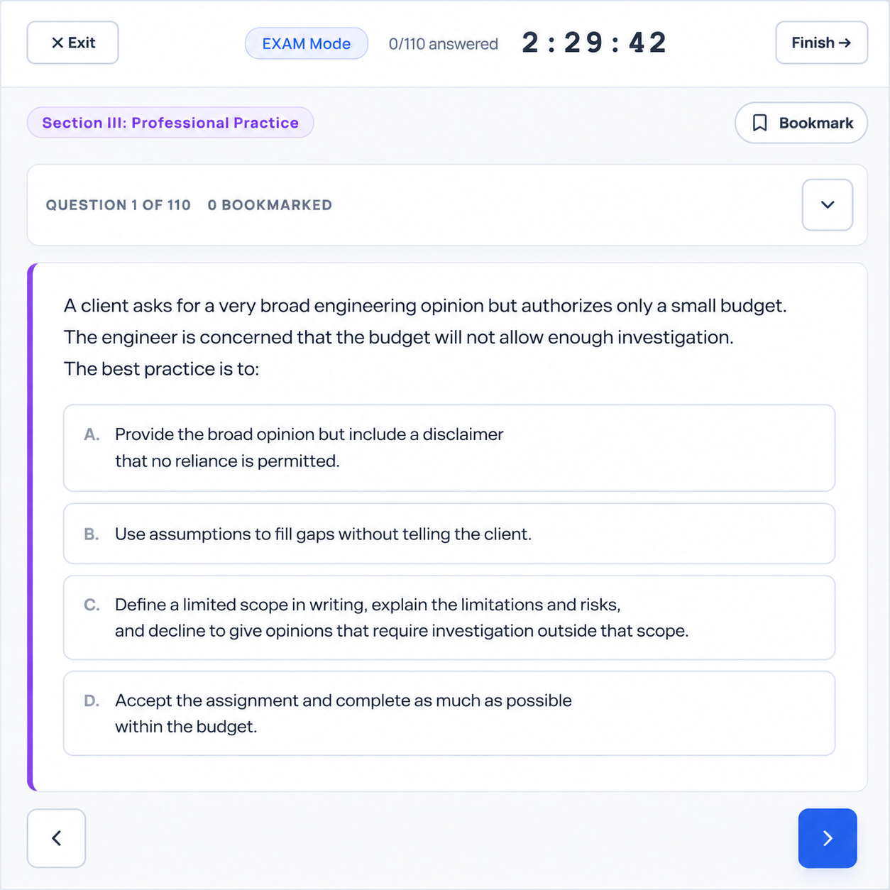 PassPPE EXAM Mode timed NPPE practice simulation preview